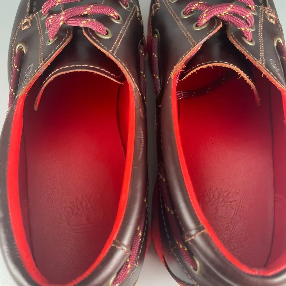 Timberland Men's Size 10.5 Remix 3 Eye Boat Shoes Brown Leather Casual Loafers
